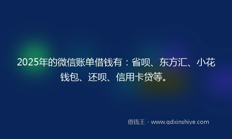 2025年的微信账单借钱有：省呗、东方汇、小花钱包、还呗、信用卡贷等。