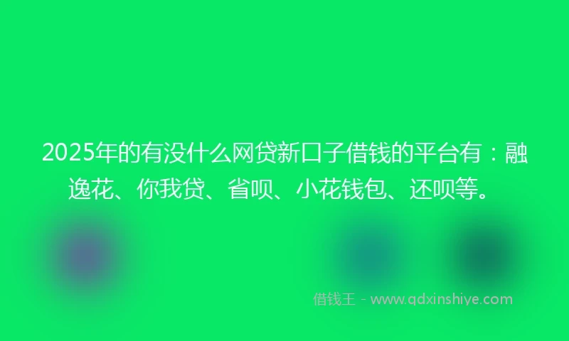 2025年的有没什么网贷新口子借钱的平台有：融逸花、你我贷、省呗、小花钱包、还呗等。