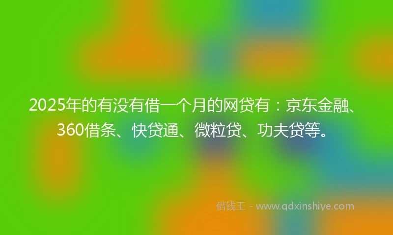 2025年的有没有借一个月的网贷有：京东金融、360借条、快贷通、微粒贷、功夫贷等。