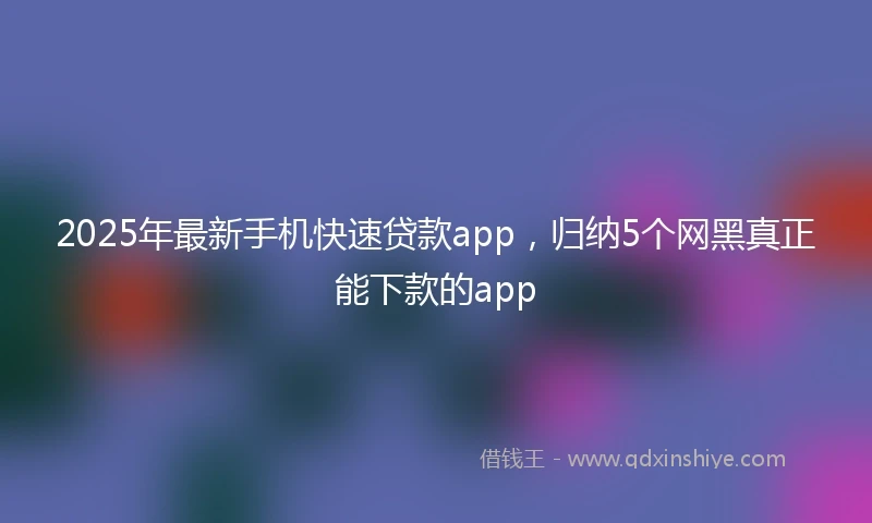 2025年最新手机快速贷款app，归纳5个网黑真正能下款的app