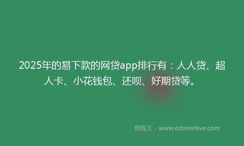 2025年的易下款的网贷app排行有：人人贷、超人卡、小花钱包、还呗、好期贷等。