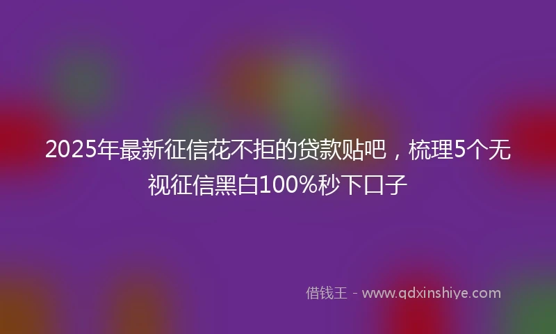 2025年最新征信花不拒的贷款贴吧，梳理5个无视征信黑白100%秒下口子