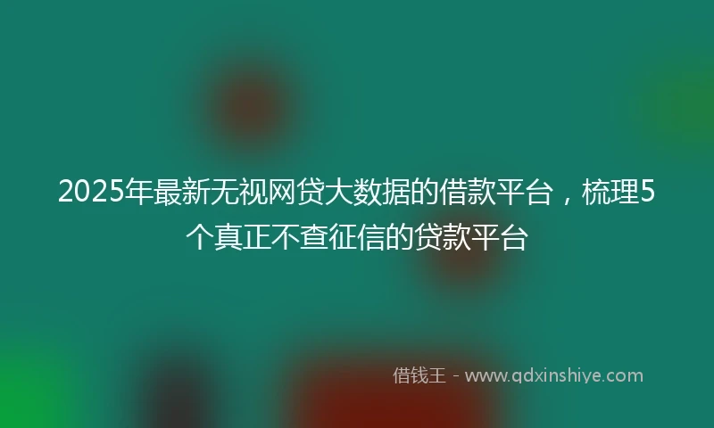 2025年最新无视网贷大数据的借款平台，梳理5个真正不查征信的贷款平台
