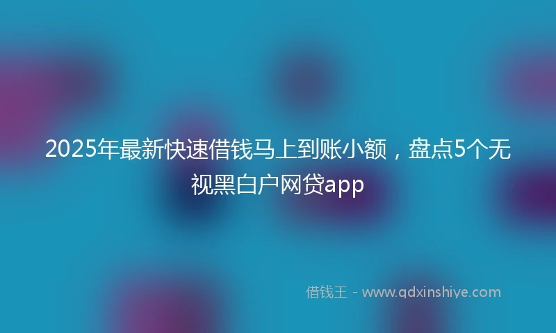 2025年最新快速借钱马上到账小额，盘点5个无视黑白户网贷app