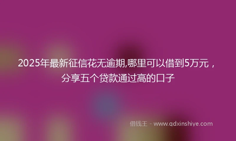 2025年最新征信花无逾期,哪里可以借到5万元，分享五个贷款通过高的口子