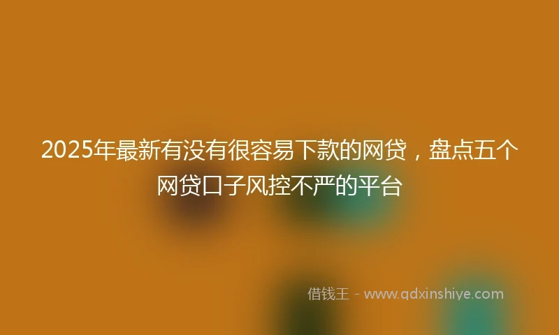 2025年最新有没有很容易下款的网贷，盘点五个网贷口子风控不严的平台