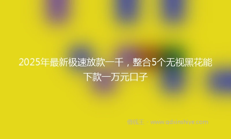2025年最新极速放款一千，整合5个无视黑花能下款一万元口子