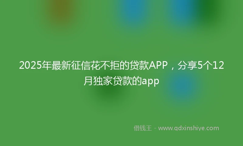 2025年最新征信花不拒的贷款APP，分享5个12月独家贷款的app
