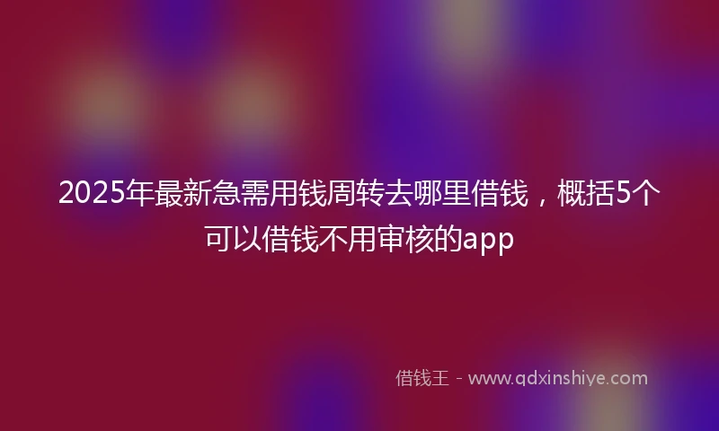 2025年最新急需用钱周转去哪里借钱，概括5个可以借钱不用审核的app