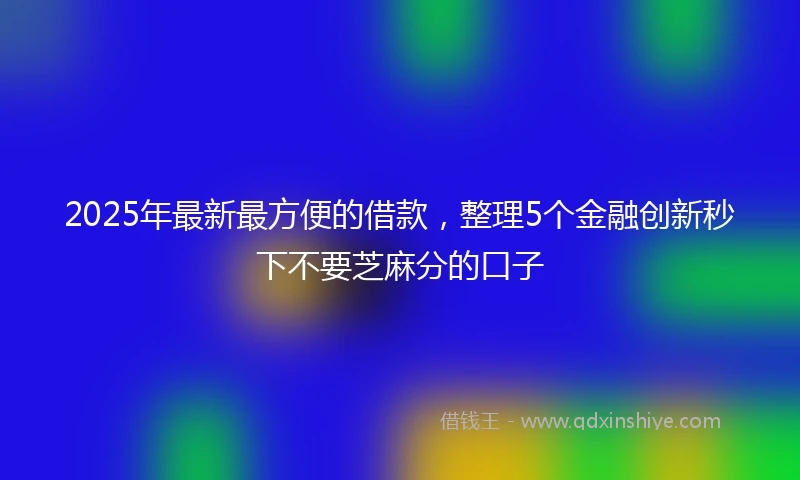 2025年最新最方便的借款，整理5个金融创新秒下不要芝麻分的口子