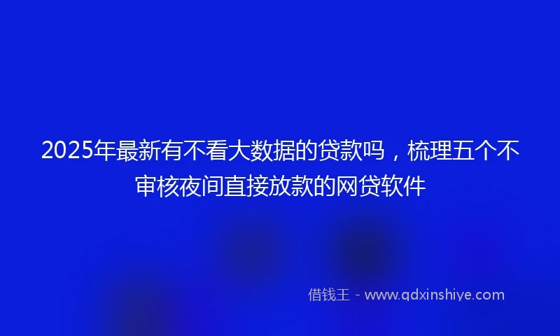 2025年最新有不看大数据的贷款吗，梳理五个不审核夜间直接放款的网贷软件