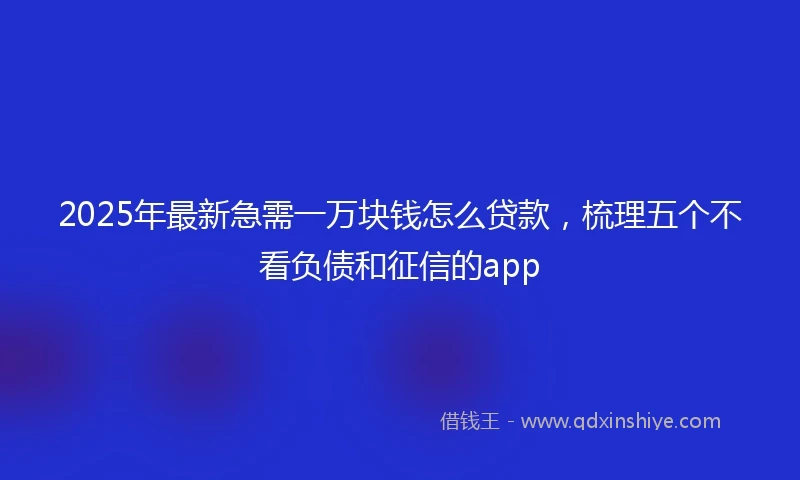 2025年最新急需一万块钱怎么贷款，梳理五个不看负债和征信的app