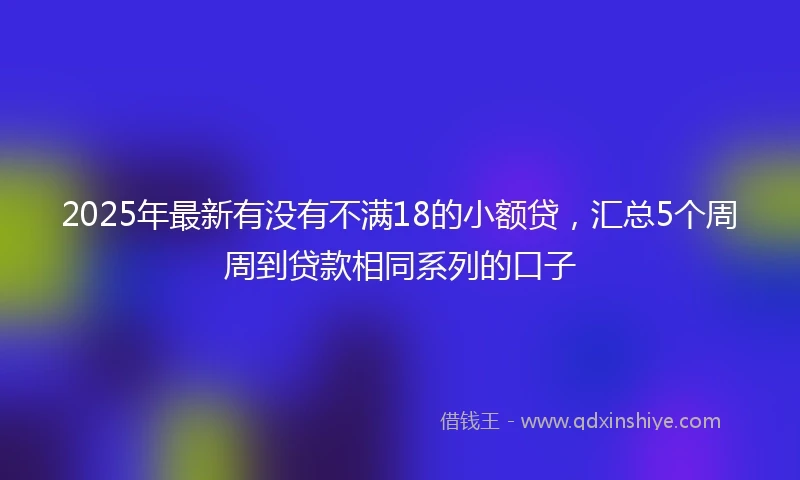 2025年最新有没有不满18的小额贷，汇总5个周周到贷款相同系列的口子