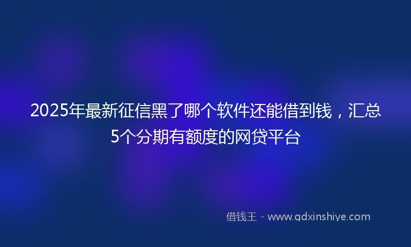 2025年最新征信黑了哪个软件还能借到钱，汇总5个分期有额度的网贷平台
