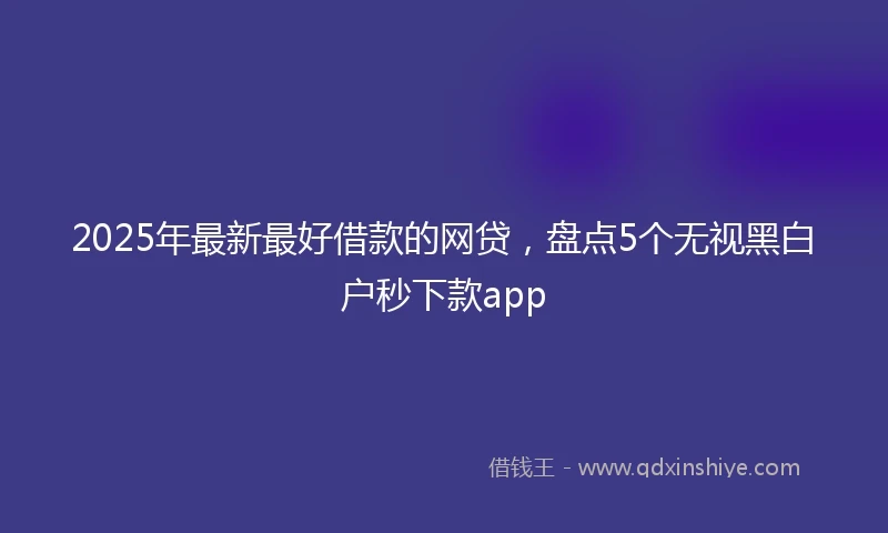 2025年最新最好借款的网贷，盘点5个无视黑白户秒下款app