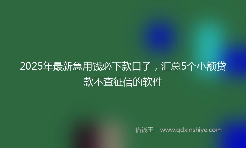 2025年最新急用钱必下款口子，汇总5个小额贷款不查征信的软件
