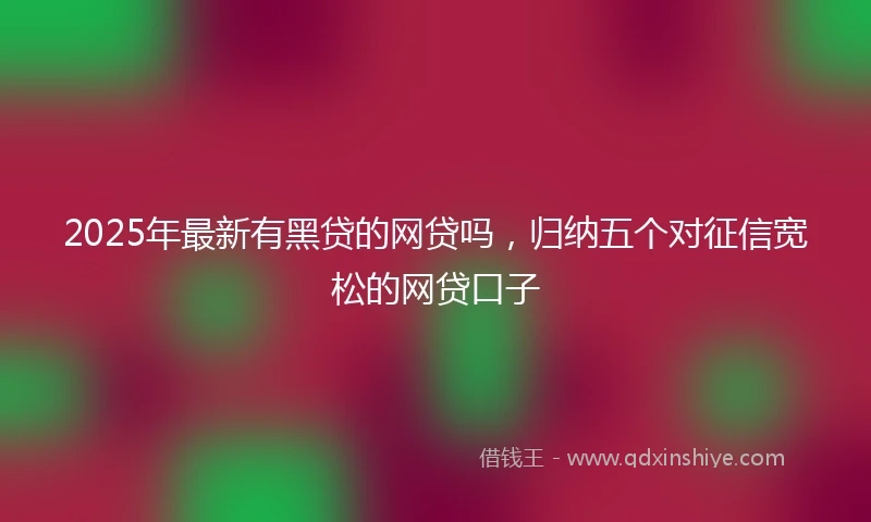 2025年最新有黑贷的网贷吗,归纳五个对征信宽松的网贷口子
