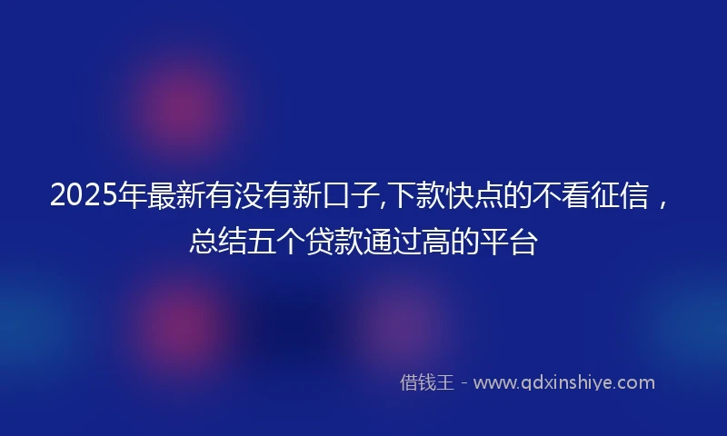 2025年最新有没有新口子,下款快点的不看征信，总结五个贷款通过高的平台