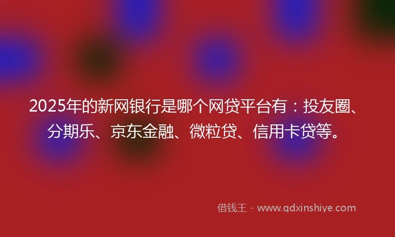 2025年的新网银行是哪个网贷平台有：投友圈、分期乐、京东金融、微粒贷、信用卡贷等。