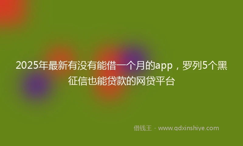 2025年最新有没有能借一个月的app，罗列5个黑征信也能贷款的网贷平台