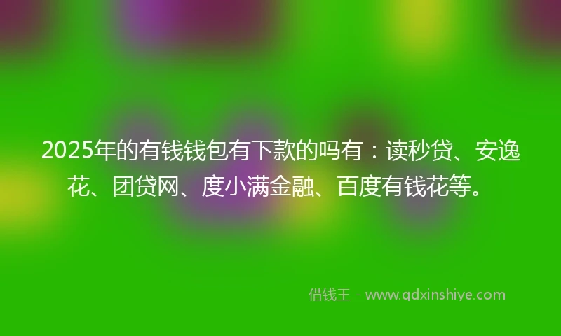 2025年的有钱钱包有下款的吗有：读秒贷、安逸花、团贷网、度小满金融、百度有钱花等。