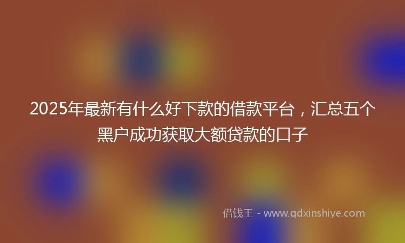 2025年最新有什么好下款的借款平台，汇总五个黑户成功获取大额贷款的口子