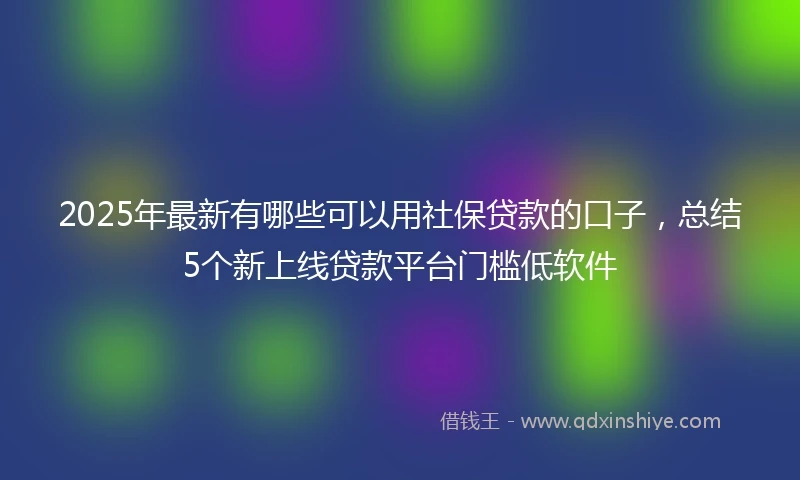 2025年最新有哪些可以用社保贷款的口子，总结5个新上线贷款平台门槛低软件