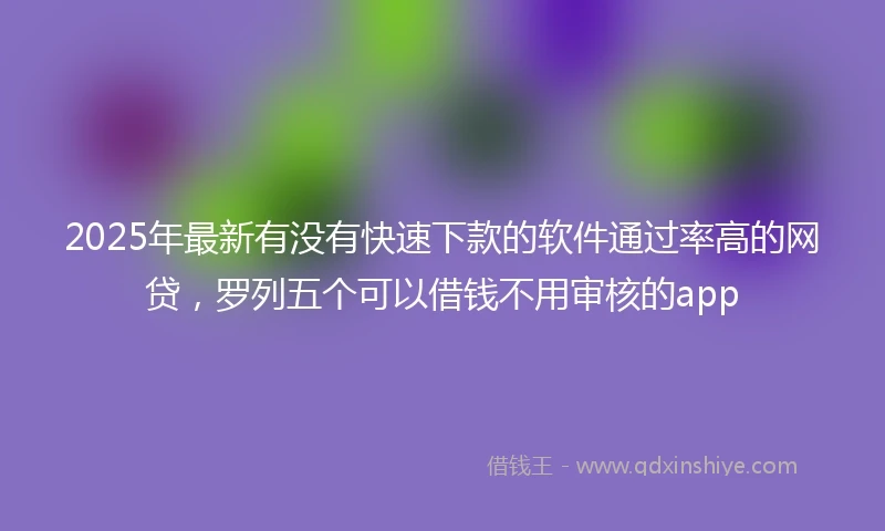 2025年最新有没有快速下款的软件通过率高的网贷，罗列五个可以借钱不用审核的app