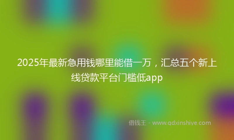 2025年最新急用钱哪里能借一万，汇总五个新上线贷款平台门槛低app