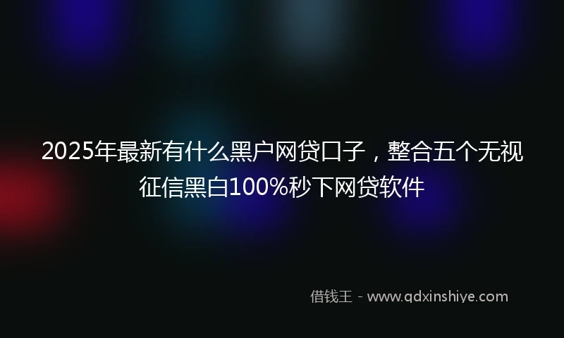 2025年最新有什么黑户网贷口子，整合五个无视征信黑白100%秒下网贷软件