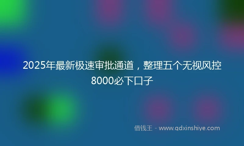 2025年最新极速审批通道，整理五个无视风控8000必下口子