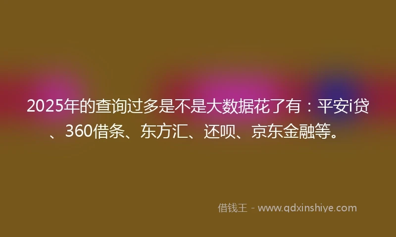2025年的查询过多是不是大数据花了有：平安i贷、360借条、东方汇、还呗、京东金融等。
