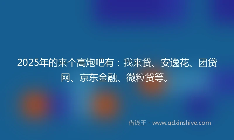2025年的来个高炮吧有：我来贷、安逸花、团贷网、京东金融、微粒贷等。