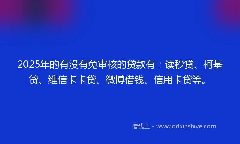 2025年的有没有免审核的贷款有：读秒贷、柯基贷、维信卡卡贷、微博借钱、信用卡贷等。