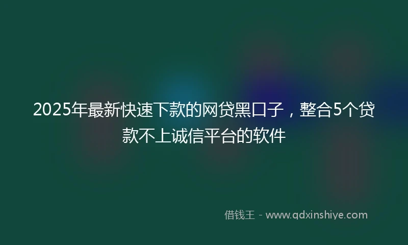 2025年最新快速下款的网贷黑口子，整合5个贷款不上诚信平台的软件