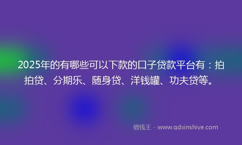 2025年的有哪些可以下款的口子贷款平台有：拍拍贷、分期乐、随身贷、洋钱罐、功夫贷等。