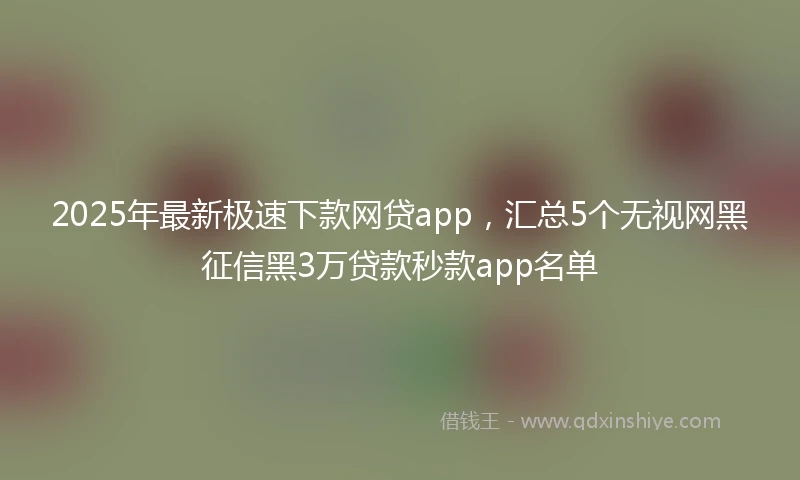 2025年最新极速下款网贷app，汇总5个无视网黑征信黑3万贷款秒款app名单