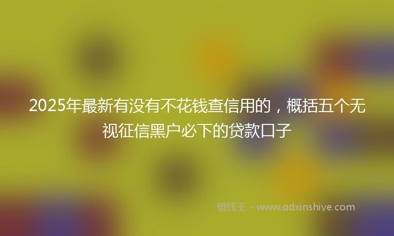 2025年最新有没有不花钱查信用的，概括五个无视征信黑户必下的贷款口子