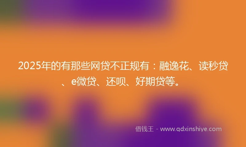 2025年的有那些网贷不正规有：融逸花、读秒贷、e微贷、还呗、好期贷等。