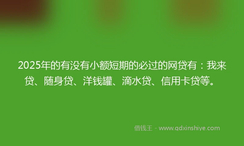 2025年的有没有小额短期的必过的网贷有：我来贷、随身贷、洋钱罐、滴水贷、信用卡贷等。
