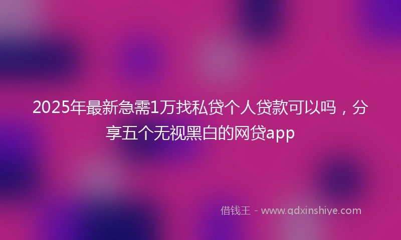 2025年最新急需1万找私贷个人贷款可以吗，分享五个无视黑白的网贷app