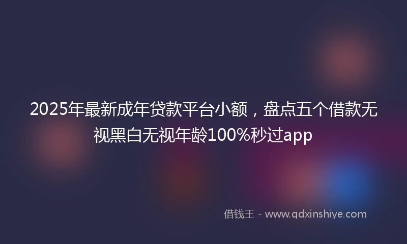 2025年最新成年贷款平台小额，盘点五个借款无视黑白无视年龄100%秒过app