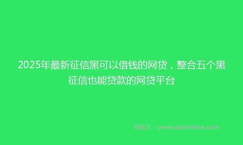 2025年最新征信黑可以借钱的网贷，整合五个黑征信也能贷款的网贷平台