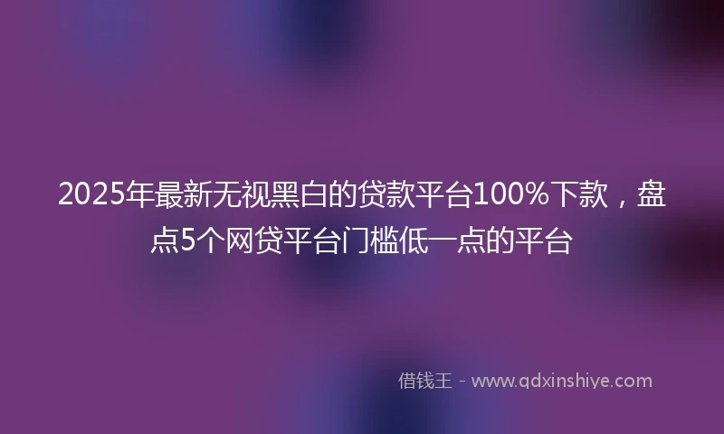 2025年最新无视黑白的贷款平台100%下款，盘点5个网贷平台门槛低一点的平台
