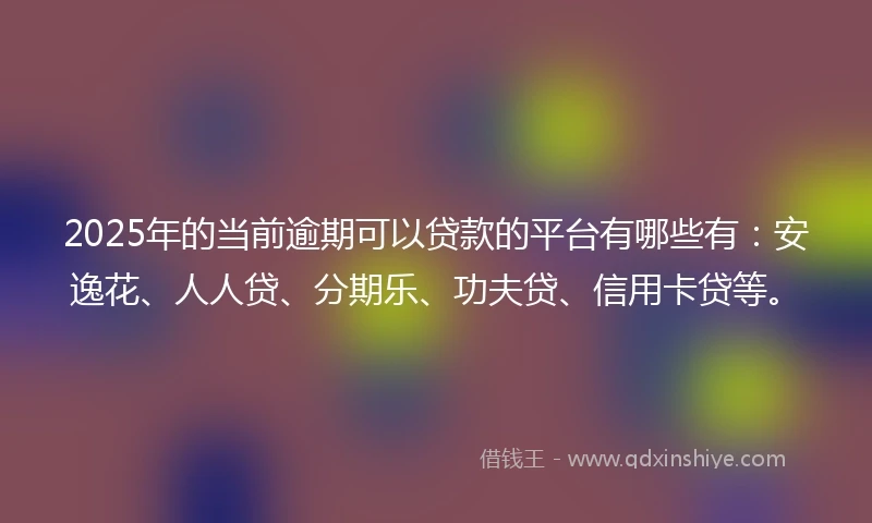 2025年的当前逾期可以贷款的平台有哪些有：安逸花、人人贷、分期乐、功夫贷、信用卡贷等。
