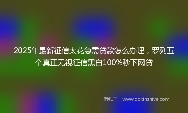 2025年最新征信太花急需贷款怎么办理，罗列五个真正无视征信黑白100%秒下网贷
