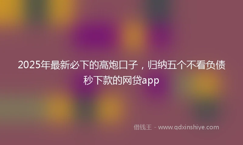 2025年最新必下的高炮口子，归纳五个不看负债秒下款的网贷app