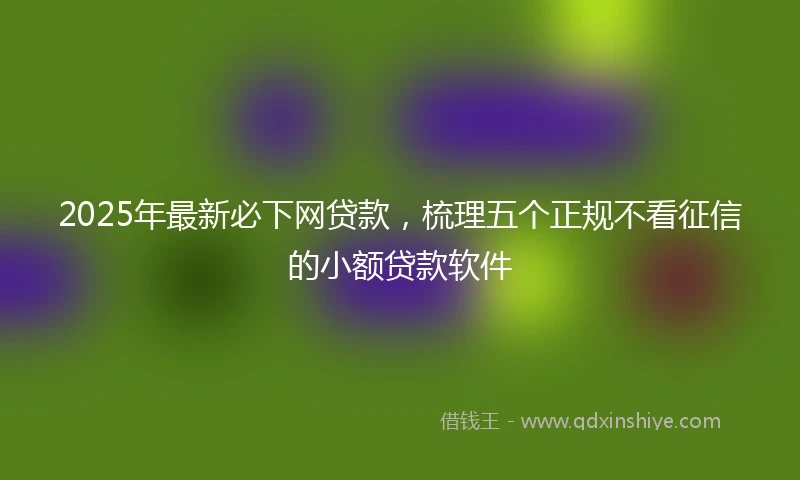 2025年最新必下网贷款，梳理五个正规不看征信的小额贷款软件