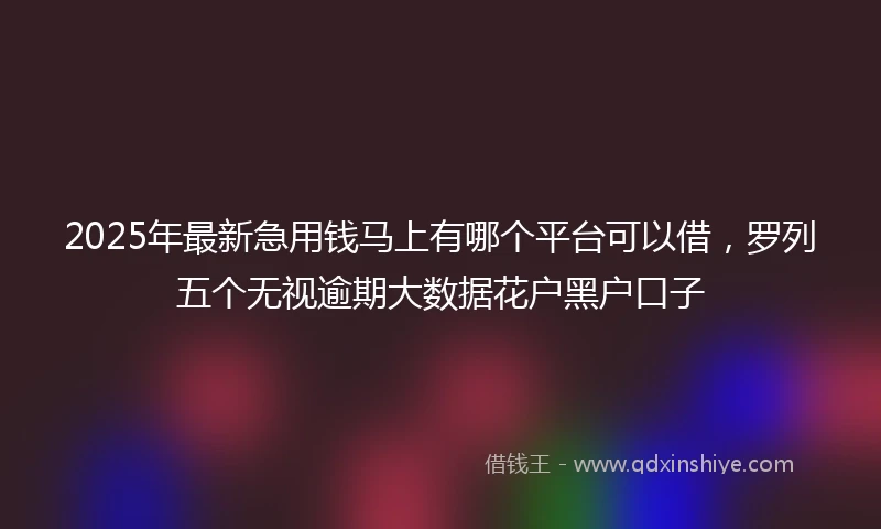 2025年最新急用钱马上有哪个平台可以借，罗列五个无视逾期大数据花户黑户口子