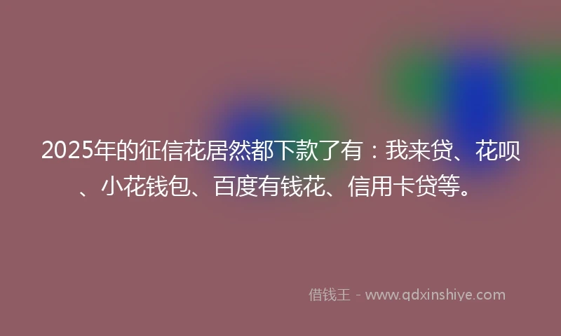2025年的征信花居然都下款了有：我来贷、花呗、小花钱包、百度有钱花、信用卡贷等。